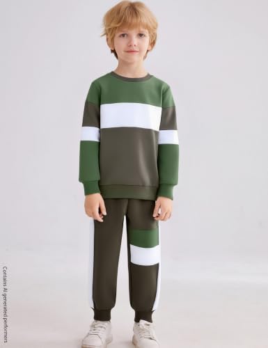 Image of mkodopy Boys Clothes Hoodie Sweatsuits Tops and Pants Boys Fall Winter Outfits Boy Clothing Set