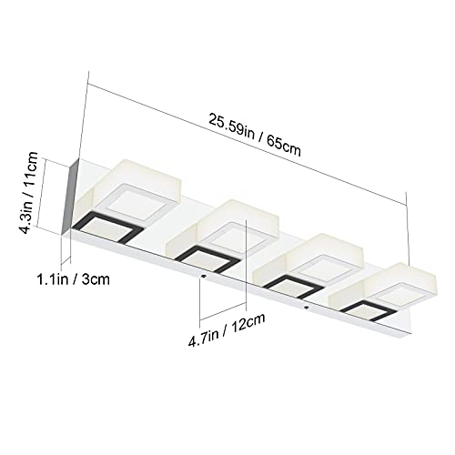 Image of Ralbay Chrome Vanity Lights for Bathroom Adjustable Acrylic Chrome Modern LED Bathroom Vanity Lights Over Mirror (Natural White Light)