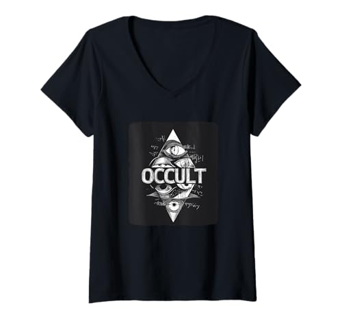 Womens Mysterious Occult Speech Costume for Occultism Lovers V-Neck T-Shirt
