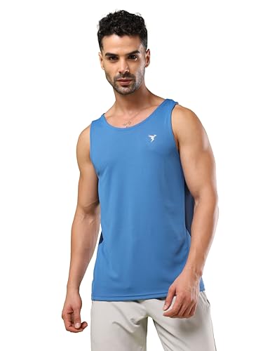 Image of TECHNOSPORT Men's Solid Slim Fit Scoop Neck Sports Innerwear Vest with TECHNOCOOL+ Quick Dry Anti Odour Anti Microbial 2 Way Stretch Soft & Smooth Activewear