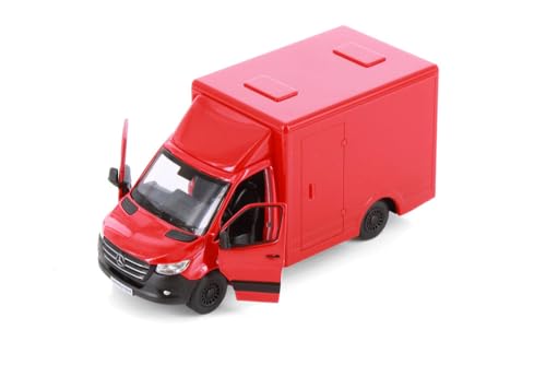 Image of Mayatra's Kins mart Mercedes-Benz Sprinter 1 /48 Scale Diecast Toy Car (Red) - Pull Back Action Van Model, Realistic Collectible Vehicle for Kids & Adults