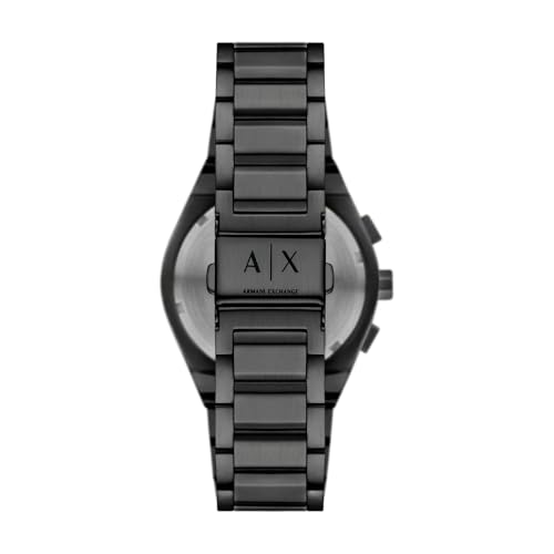 Armani Exchange Watch for Men, Quartz Chronograph Movement and 42mm Case Size with Stainless Steel Strap, Dark Grey and Black