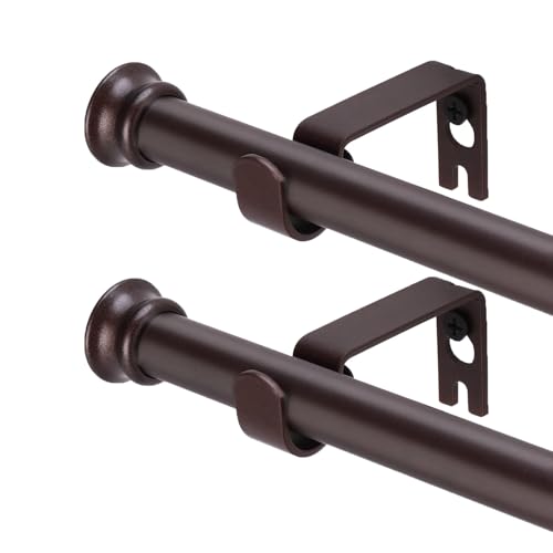 Curtain Rods 2 Pack 5/8 inch Brown Curtain Rods for Windows 30 to 88 Inch with Brackets Easy to Install for Bedroom Living room Kitchen