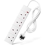 4 Way Extension Lead 3M UK Plug Extension Socket, 3 Metre Electric Extension Cable, Multi Plug Power Strip Extension Cord – Wall Mountable UK Socket Extensions Mains Strip