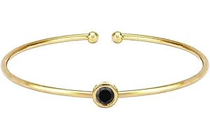 Stunning Black Diamond Solitaire Cuff Bangle