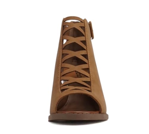 Image of Soda Aran ~ Women Open Toe Crisscross Straps Back Zipper High Heel Fashion Sandal with Adjustable Ankle Strap