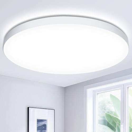 Swoieltr Plafon LED Techo, 24W 2000LM Lampara Techo, IP44 Plafones para Techo LED, 6500K Lampara LED Techo Candeeiro Teto Cocina Dormitorio Salon Baño Ø28cm
