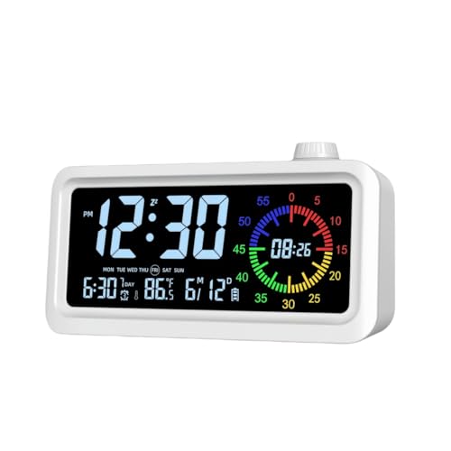 YHFITN Digital Alarm Clock Night Light Visual Timer, LCD Time Reminder with 3 Alarms, Snooze,Temperature Display, Ideal for Family Education Teaching and Time Management Gifts for Kids (Color White)