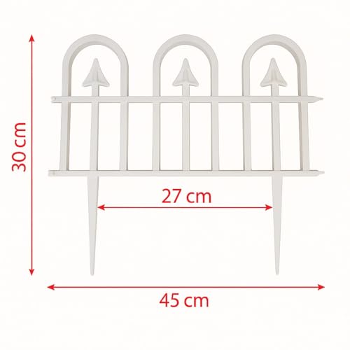 Image of Maxx Plast Plastic Garden Fence - Connectable Decorative Border for Lawn, Pathway & Flower Beds - Durable & Weather-Resistant - Covers Large Area - 45cm x 30cm (White, Pack of 6)