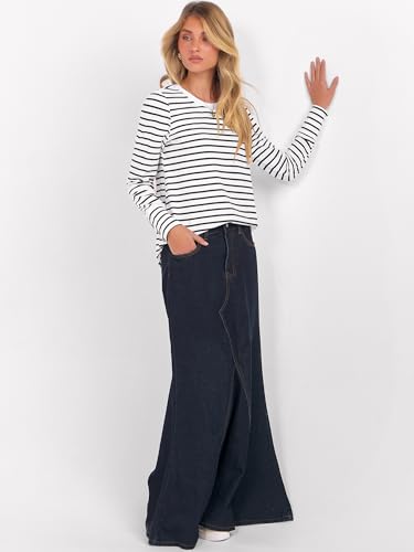 ANRABESS Long Sleeve Shirts for Women Crewneck Basic Tee Striped Tops 2025 Fall Casual Loose Fit T Shirts Fashion Outfits4