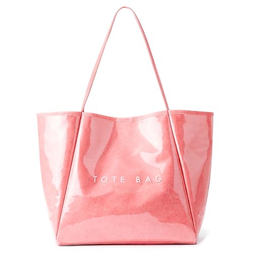 KALIDI Large PVC Tote Bag Women Weekender Hobo Bag Travel Purse Trendy Kraft Paper Oversize Shoulder Handbag for Work College Beach