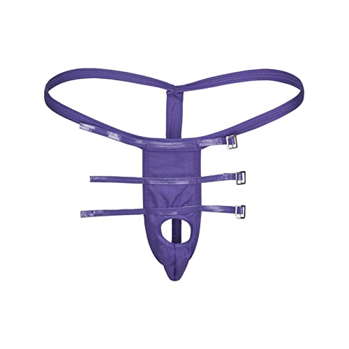 Men's sexy underwear with strap button G-string sexy hollow T-pants2