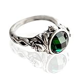 PERSUB Pirates Of The Caribbean Ring Captain Jack Sparrow Death Finches Skull Green Crystal Stone Vintage Retro Johnny Depp Wholesale (Ring Size: 10)
