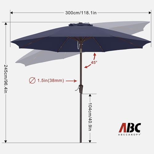 Image of ABCCANOPY 9FT Patio Umbrella Outdoor 8 Ribs Table Umbrella(Navy Blue)