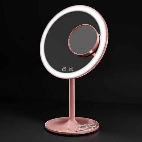 EMKE® Pink Lighting Cosmetic Mirror with Dimmable Features Cover