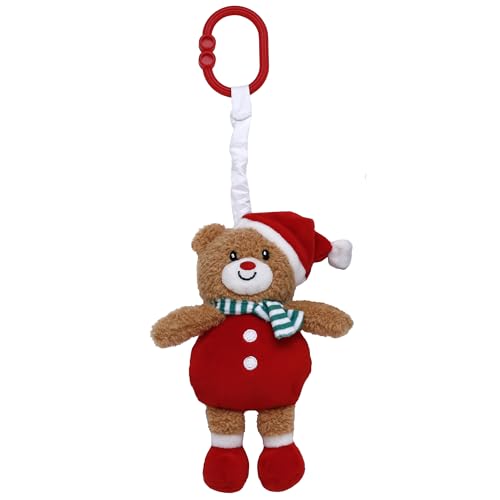 Image of Baby Starters Magic Years Bear Chime Toy with Pull and Jiggle Vibration Feature and Travel Hook, Christmas Red, 9 inch