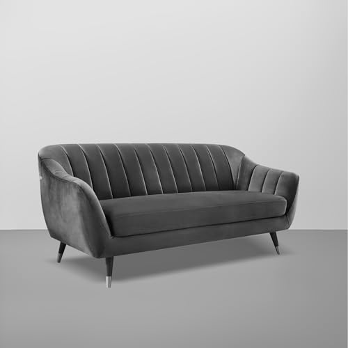Image of Casaliving Anyse 3 Seater Sofa Set for Living Room (Black Fabric) Premium Fabric Sofa