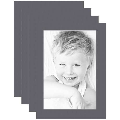 12x18 Granite/Mountain Grey Custom Mat for Picture Frame with 8x14 Opening Size (Mat Only, Frame NOT Included) - 4 Pack