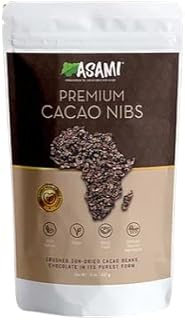 Asami Cacao Nibs | Organic Superfoods, Raw Cacao Nibs | 8 oz. Bag | Raw | Keto | Vegan Non-GMO | Fair Trade | Gluten-Free | For Baking, Smoothies, Healthy Snacks