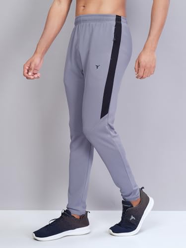 Image of TECHNOSPORT Men's Slim Fit Mid Rise Solid Trackpant with Techno Dry for Gym, Workout & Sports