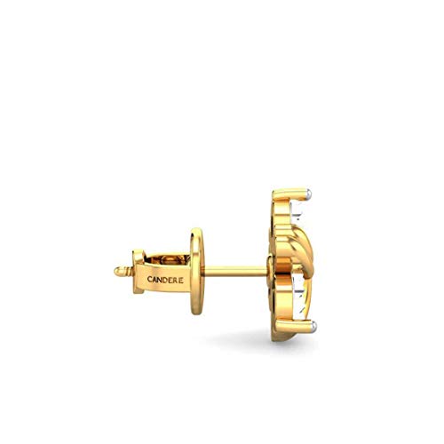 CANDERE - A KALYAN JEWELLERS COMPANY 14K/18K BIS Hallmark Yellow Gold and Certified SIIJ Diamond Stud Earring for Women with Screw Back Closure - Image 3