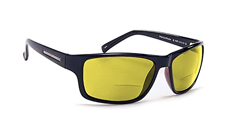 Coyote Eyewear BP-13 Polarized BiFocal Sunglasses +2.50 in Black/Yellow UV Protection Wrap-Around Reading Sunglasses