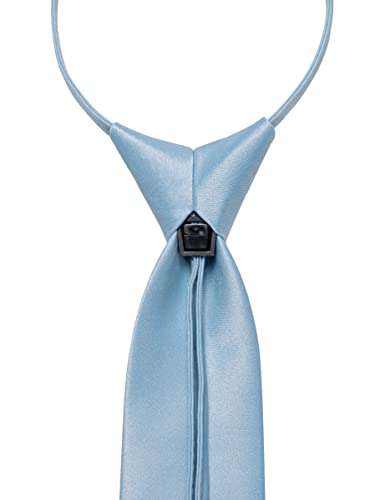 Image of YourTies Zipper Tie for Men Adjustable Pre-tied Satin Neckties and Pocket Square Set Solid Color Business Formal Wedding
