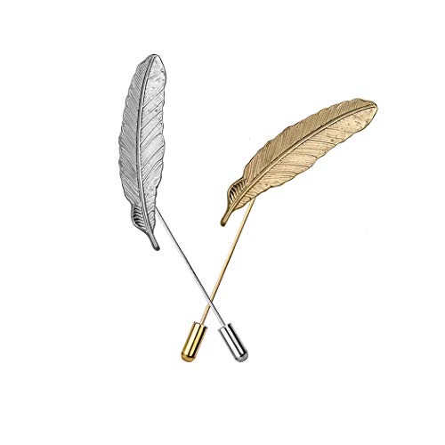 Man Brooch Pin Lapel Stick Pin Suit Tie Feathers Vintage Leaves Brooch Badge JA96