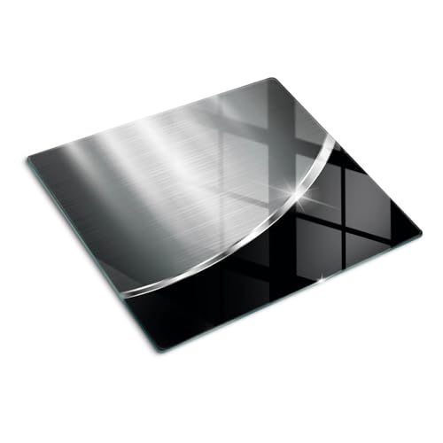 Tulup Planche À Découper - 80x52cm - Protection Plaque Induction Cuisson Tapis de Découpe Verre Trempé - L'abstraction du métal