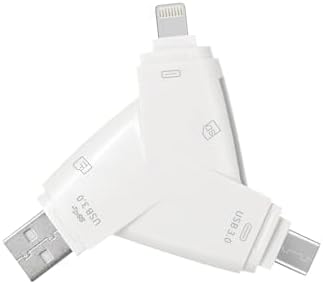 USB-C Type-C3.0 and USB3.0 Triangle Memory SD Card Reader 4 in 1 for iPhone/iPad/Android/Mac/Trail Game Camera The Viewer Supports SD/TF Card Micro SD Card Adapter