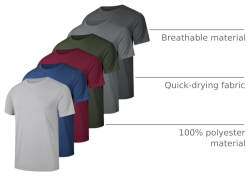Image of Kinglaman 1 /4 /5 /6 Pack Men's Workout Gym Dry Fit Short Sleeve T Shirts | Quick Dry Fabric, Breathable Mesh, Moisture Wicking, Athletic Regular Fit, for Training, Running, All Sports Activities