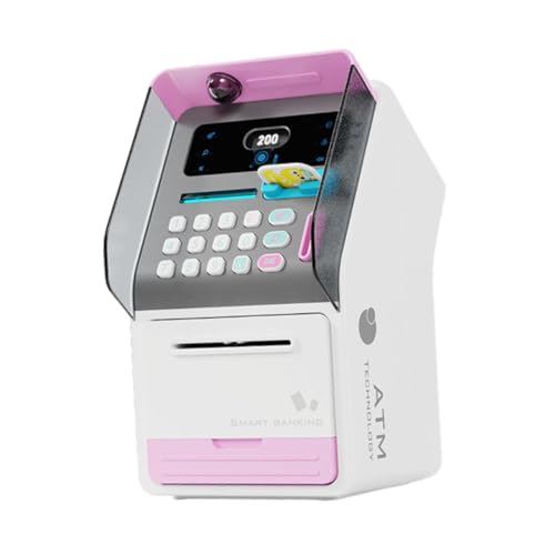 wueiooskj Kinder Sparschwein als interaktives Lernspielzeug für Kinder, das spielerisch den Umgang mit Geld vermittelt – ideal für Jungen und Mädchen zu Geburtstagen und, Rosa, 15.5 x 17.5 x 27 cm