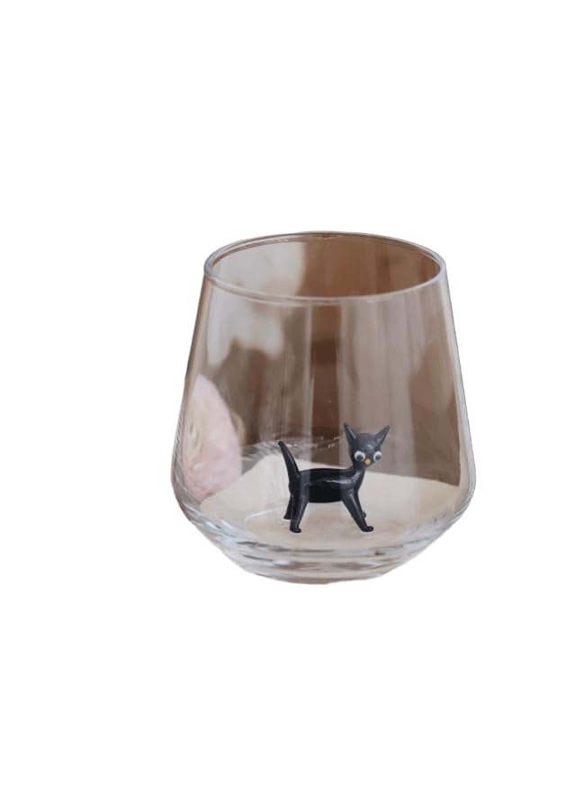 Halloween Cat Water Glass Handmade Black Cat Figure Cup Gothic Drinkware for Spooky Table D cor Unique Glassware