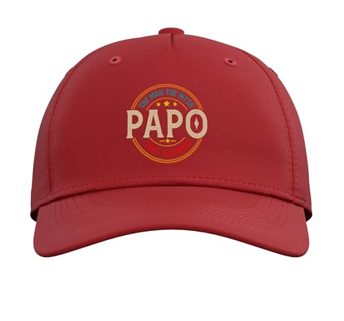 PAPO The Legend The Man, Funny PAPO Fathers Day Adjustable Printed Baseball Hat, Red