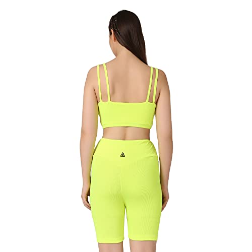 Image of Women Workout Solid 2 Pieces Shorts Set High Waist Biker Shorts and sports Bra Sports Wear