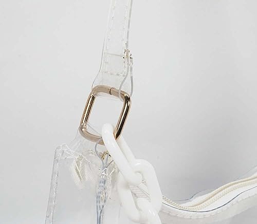TOKYO-T Clear Stadium Bags for Women White Fluorescent Purse Shoulder Chain Approved2