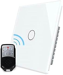 LIVOLO Wireless Remote Control Light Switch White with LED Indicator with Tempered Glass Panel Wall Touch Light Switch 1 Gang 1 Way,No Battery, VL-C301R-61-R