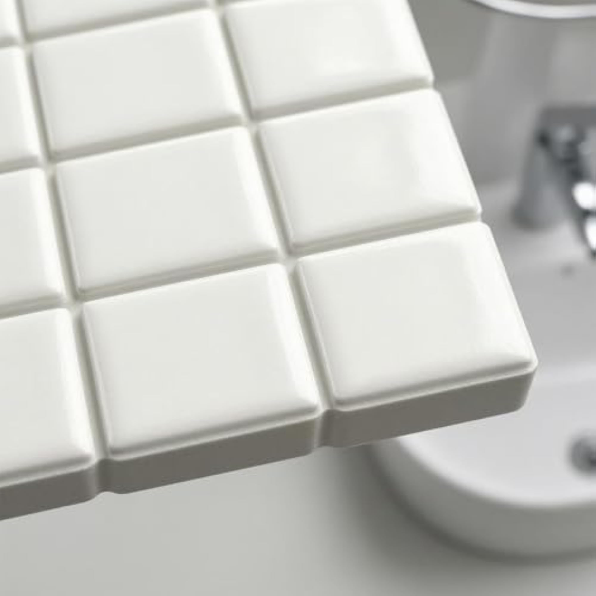 White 3D Mosaic Tile Sticker Raised Grid Flat Backing