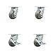 Thermoplastic Rubber Donut Tread Swivel Top Plate Caster Set of 4 w/4" x 2" Gray Wheels - Includes 2 Swivel with Brakes & 2 Swivel - 1200 lbs Total Capacity - Service Caster Brand