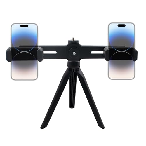 Trépied pour téléphone Portable avec Pince pour Phone Rotatif à 360° Double Support de téléphone Mini Trépied Flexible pour Smartphone