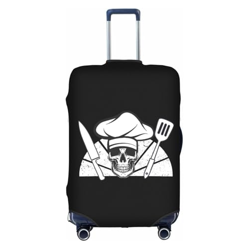 Travel Luggage Cover Skull Knife Chef Hat 3 Fashion Washable Baggage Suitcase Protector Fit For Luggage Medium