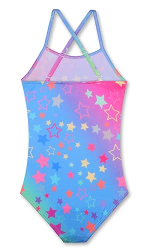 Image of Girls' Sparkle One-Piece Swimsuit 4-12Y Adjustable Crossback Straps Shimmer Bathing Suit for Beach Pool