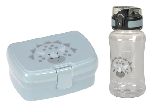 LÄSSIG Set de fiambrera y botella para beber - Set de almuerzo con fiambrera y botella para beber (460 ml)/About Friends Dino