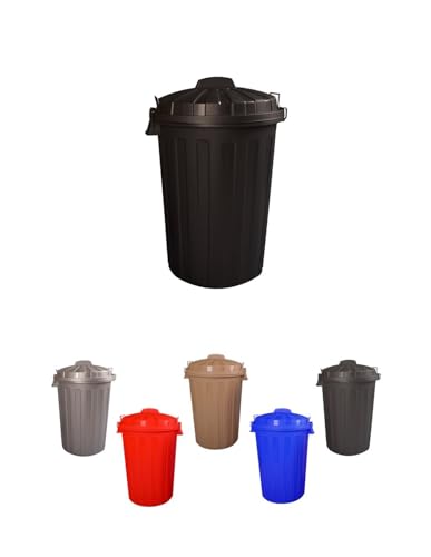 JARDIN202 - Cubo Basura Diseño Moderno de plástico con Tapadera | Cubo resistente almacenaje y reciclar | 100 litros (Negro)