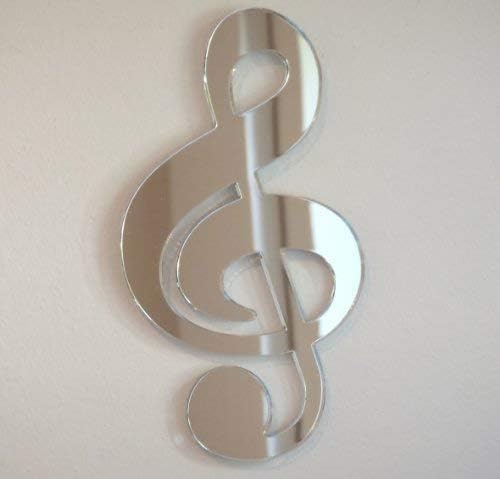 Treble Clef Mirror 45cm x 37cm, Silver