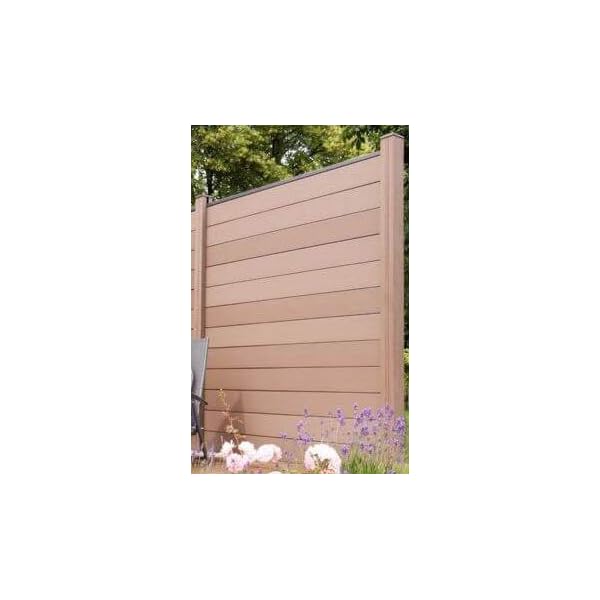 WPC/BPC Sichtschutzzaun terrabraun 9 Zäune, 1 Schrägelement inkl. 11 Pfosten Sichtschutz Gartenzaun – Bild 7
