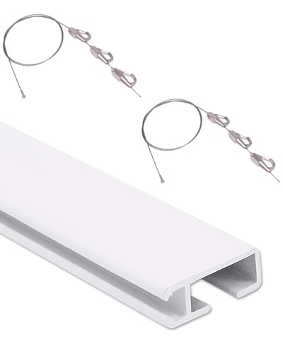 Genérico Sistema para Colgar Cuadros de galería con 6 Ganchos, Kit de riel Decorativo para Paredes de Yeso, Color Caoba, 300 cm (9,8 pies)