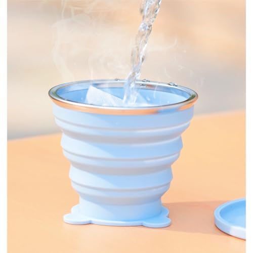 JIALWSJWAN Silicone Collapsible Travel Cup with Lid, 270ml, Blue