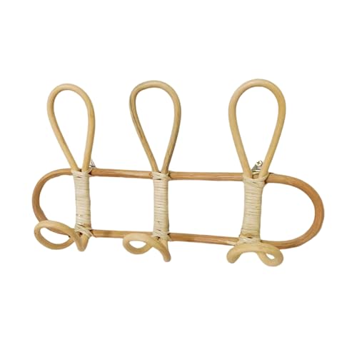 Wynrzyj Soporte de lavandería hecho a mano, fácil de instalar la percha de ratán, estante de gancho de montaje en pared para colgar toallas y bufandas