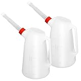 Kackaidi 2 Pack Oil Jug 2 Quart Oil Measuring Container Automotive Motor Oil Dispenser Container with Cover and Long Nozzle for Automotive Fluids